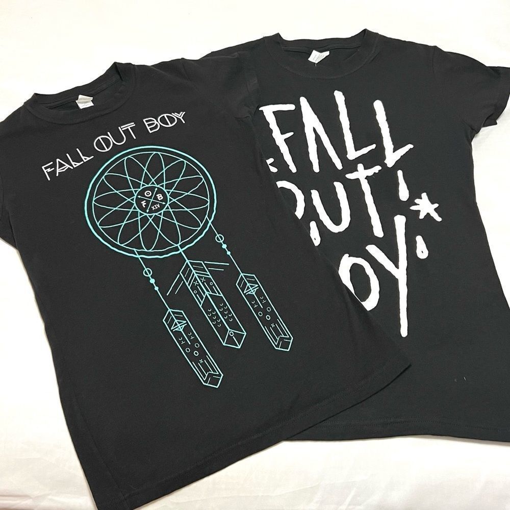 Fall Out Boy Dreamcatcher and Fall Out Boy Logo Band T-Shirts Lot of 2 XS/S